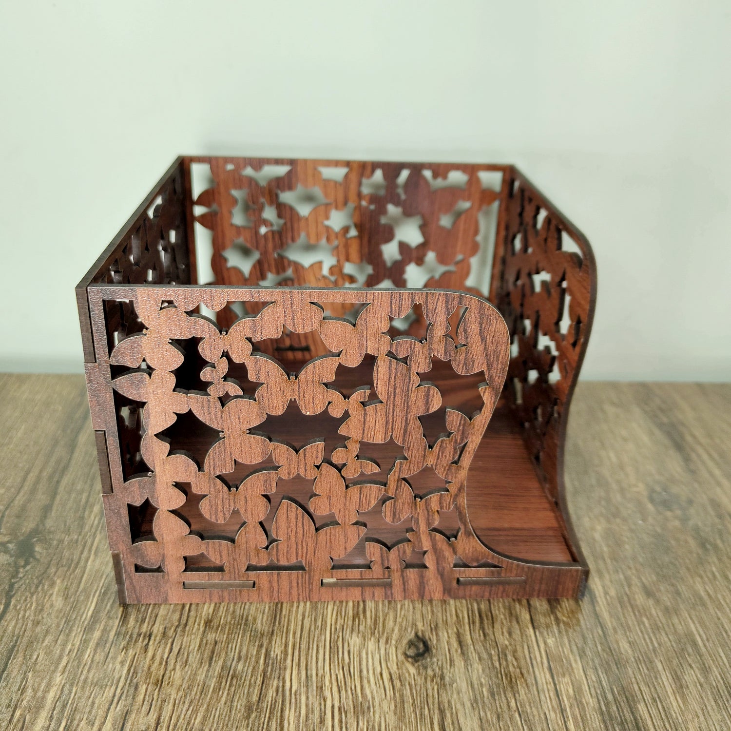 Brown Wooden Napkin Holder for Dining Table – Butterfly Cut Design Tissue Holder for Home, Kitchen & Office Use