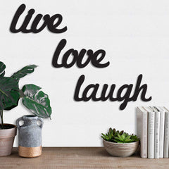 WallDaddy – Self Adhesive MDF Laser Cutout Home Decor Wall Art Stickers MDF Plaque Painted Cutout Ready To Hang Wall Stickers | MDF Cutouts Stickers For Home & Restaurant Decorations (Love Live Laugh)