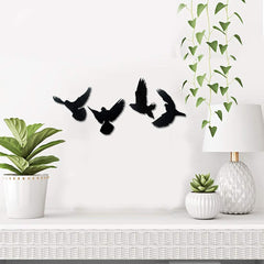 WallDaddy – Self Adhesive MDF Laser Cutout Home Decor Wall Art Stickers MDF Plaque Painted Cutout Ready To Hang Wall Stickers | MDF Cutouts Stickers For Home & Restaurant Decorations (Four Flying Bird)