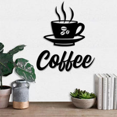 WallDaddy – Self Adhesive MDF Laser Cutout Home Decor Wall Art Stickers MDF Plaque Painted Cutout Ready To Hang Wall Stickers | MDF Cutouts Stickers For Home & Restaurant Decorations (Coffee Cup)