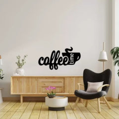 WallDaddy – Self Adhesive MDF Laser Cutout Home Decor Wall Art Stickers MDF Plaque Painted Cutout Ready To Hang Wall Stickers | MDF Cutouts Stickers For Home & Restaurant Decorations (Coffee Time)