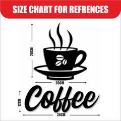 WallDaddy – Self Adhesive MDF Laser Cutout Home Decor Wall Art Stickers MDF Plaque Painted Cutout Ready To Hang Wall Stickers | MDF Cutouts Stickers For Home & Restaurant Decorations (Coffee Cup)