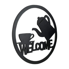 WallDaddy – Self Adhesive MDF Laser Cutout Home Decor Wall Art Stickers MDF Plaque Painted Cutout Ready To Hang Wall Stickers | MDF Cutouts Stickers For Home & Restaurant Decorations (Welcome Tea)