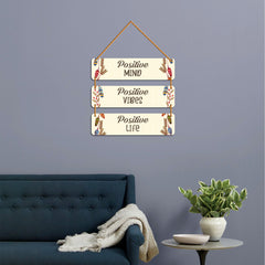WallDaddy Positive Wall Hanging Decoration Item For Home Decor | 3 Printed Wooden Plaque With High Quality Glitter Rope | Home Sign Wall Hanging Decoration