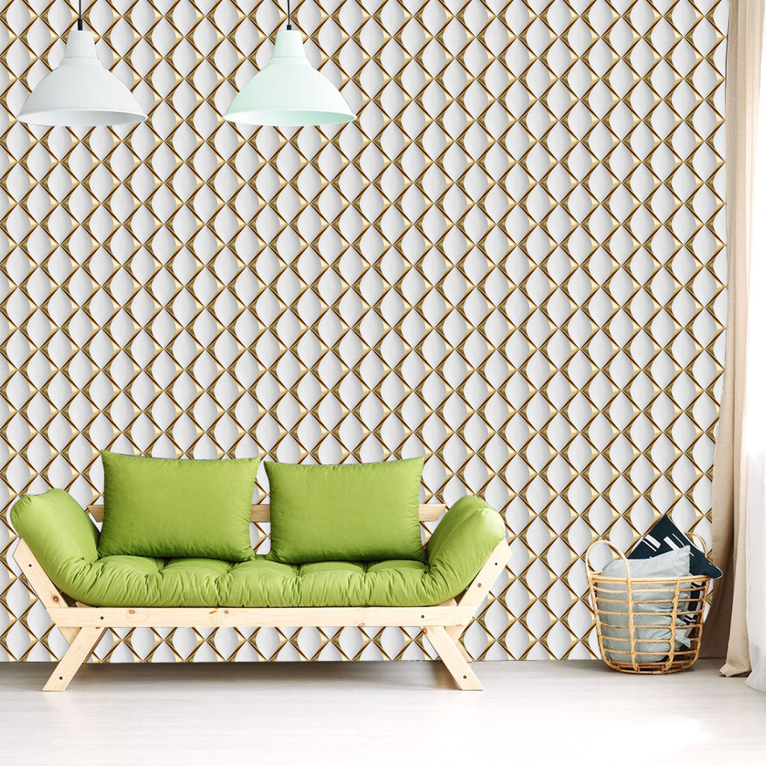 Self Adhesive 3D Wallpaper for Walls – Peel and Stick Vinyl Roll (200x40 cm Each) | Buy 1 Get 1 Free | Golden Wave Pattern for Home Decoration