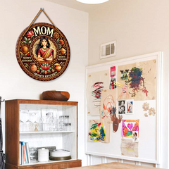 Mom’s Kitchen Wooden Wall Hanging for Kitchen Décor | Traditional Round Design for Home & Kitchen Wall Decoration