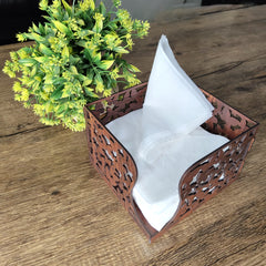 Brown Wooden Napkin Holder for Dining Table – Butterfly Cut Design Tissue Holder for Home, Kitchen & Office Use