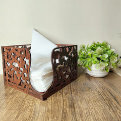 Brown Wooden Napkin Holder for Dining Table – Butterfly Cut Design Tissue Holder for Home, Kitchen & Office Use