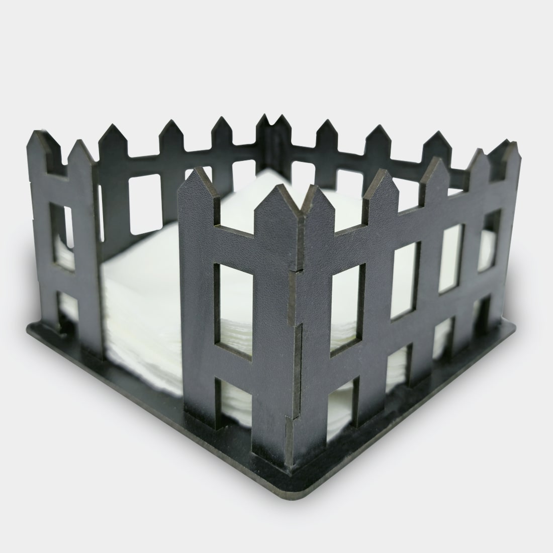Black Wooden Tissue Paper Stand – Classic Barrier Design for Home, Office & Restaurants (15x15x12 cm)