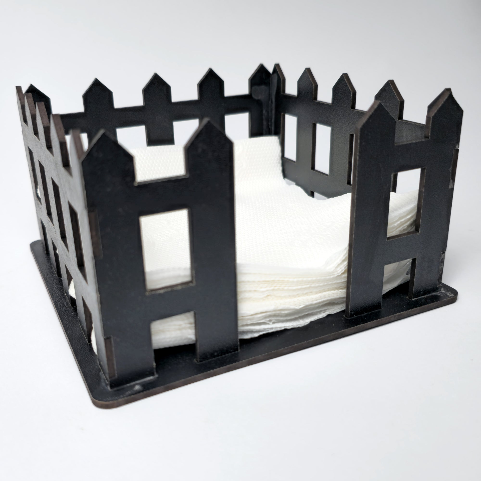 Black Wooden Tissue Paper Stand – Classic Barrier Design for Home, Office & Restaurants (15x15x12 cm)