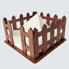 Brown Wooden Tissue Paper Stand – Classic Barrier Design for Home, Office & Restaurants (15x15x12 cm)