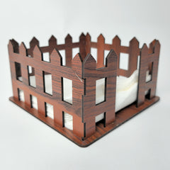 Brown Wooden Tissue Paper Stand – Classic Barrier Design for Home, Office & Restaurants (15x15x12 cm)