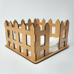 Beige Wooden Tissue Paper Stand – Classic Barrier Design for Home, Office & Restaurants (15x15x12 cm)