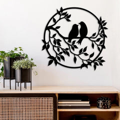 WallDaddy – Self Adhesive MDF Laser Cutout Home Decor Wall Art Stickers MDF Plaque Painted Cutout Ready To Hang Wall Stickers | MDF Cutouts Stickers For Home & Restaurant Decorations (Bird Circle)