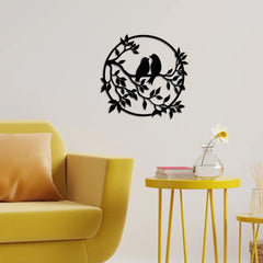 WallDaddy – Self Adhesive MDF Laser Cutout Home Decor Wall Art Stickers MDF Plaque Painted Cutout Ready To Hang Wall Stickers | MDF Cutouts Stickers For Home & Restaurant Decorations (Bird Circle)