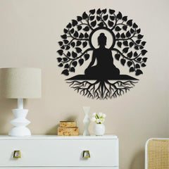 WallDaddy – Self Adhesive MDF Laser Cutout Home Decor Wall Art Stickers MDF Plaque Painted Cutout Ready To Hang Wall Stickers | MDF Cutouts Stickers For Home & Restaurant Decorations (Buddha)
