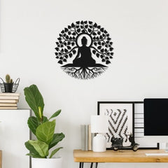 WallDaddy – Self Adhesive MDF Laser Cutout Home Decor Wall Art Stickers MDF Plaque Painted Cutout Ready To Hang Wall Stickers | MDF Cutouts Stickers For Home & Restaurant Decorations (Buddha)