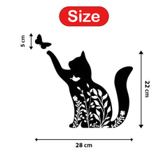 WallDaddy – Self Adhesive MDF Laser Cutout Home Decor Wall Art Stickers MDF Plaque Painted Cutout Ready To Hang Wall Stickers | MDF Cutouts Stickers For Home & Restaurant Decorations (Cat Butterfly)