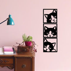 WallDaddy – Self Adhesive MDF Laser Cutout Home Decor Wall Art Stickers MDF Plaque Painted Cutout Ready To Hang Wall Stickers | MDF Cutouts Stickers For Home & Restaurant Decorations (Cat Frame)
