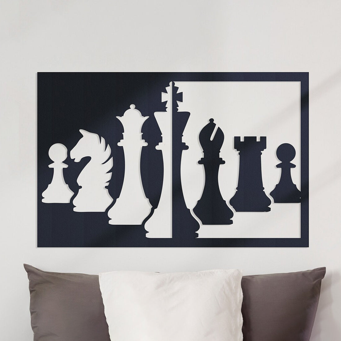 WallDaddy – Self Adhesive MDF Laser Cutout Home Decor Wall Art Stickers MDF Plaque Painted Cutout Ready To Hang Wall Stickers | MDF Cutouts Stickers For Home & Restaurant Decorations (Chess)
