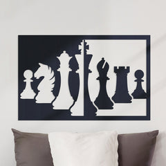 WallDaddy – Self Adhesive MDF Laser Cutout Home Decor Wall Art Stickers MDF Plaque Painted Cutout Ready To Hang Wall Stickers | MDF Cutouts Stickers For Home & Restaurant Decorations (Chess)