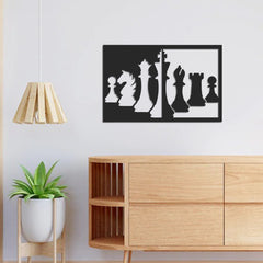 WallDaddy – Self Adhesive MDF Laser Cutout Home Decor Wall Art Stickers MDF Plaque Painted Cutout Ready To Hang Wall Stickers | MDF Cutouts Stickers For Home & Restaurant Decorations (Chess)