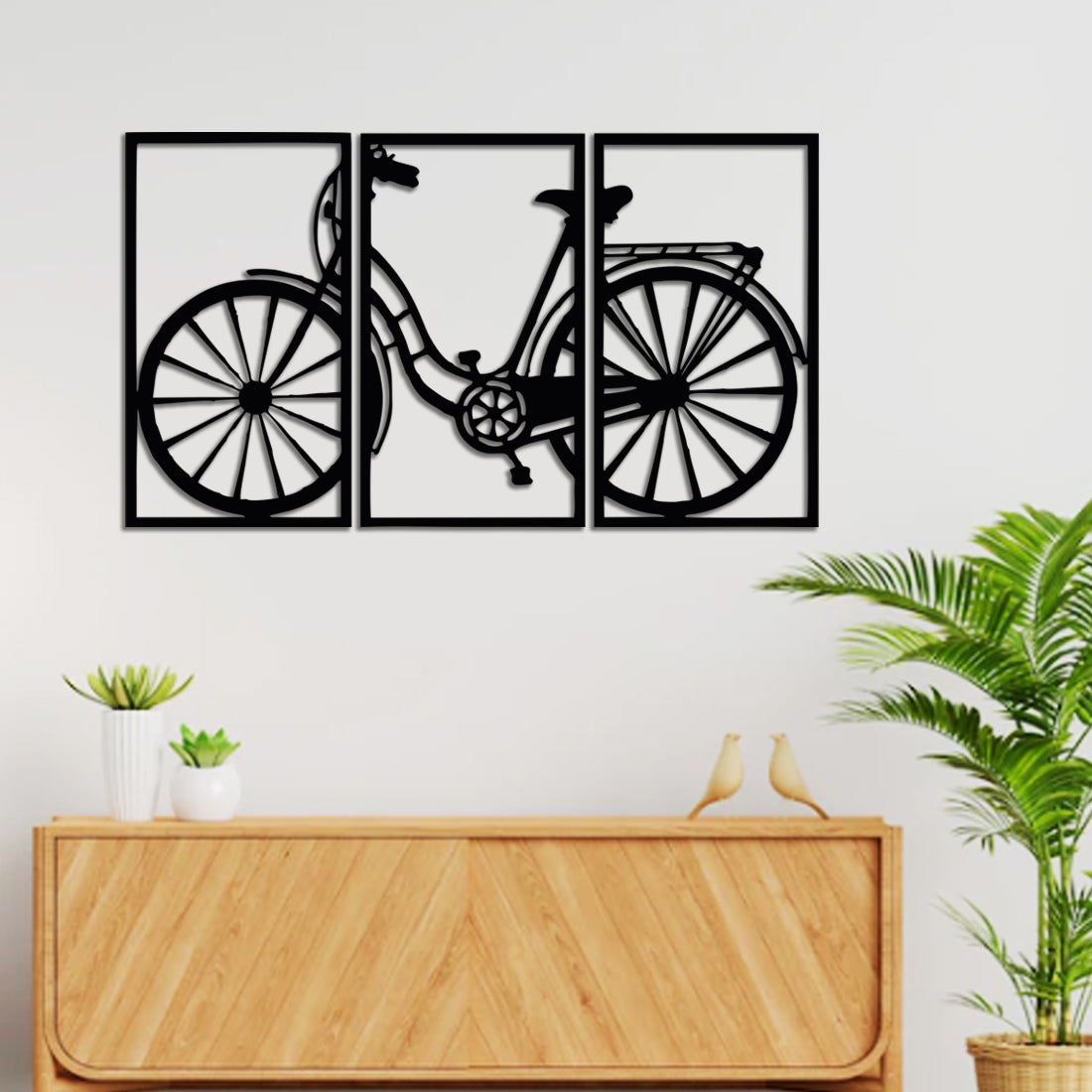 WallDaddy – Self Adhesive MDF Laser Cutout Home Decor Wall Art Stickers MDF Plaque Painted Cutout Ready To Hang Wall Stickers | MDF Cutouts Stickers For Home & Restaurant Decorations (Cycle Frame)