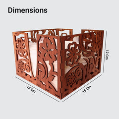 Wooden Napkin Holder for Dining Table – Floral Cut Design Tissue Paper Holder for Kitchen, Home & Office Décor