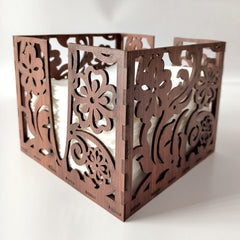 Wooden Napkin Holder for Dining Table – Floral Cut Design Tissue Paper Holder for Kitchen, Home & Office Décor