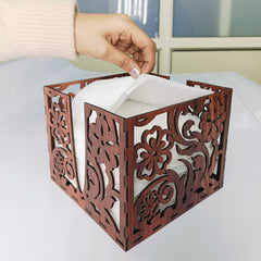 Wooden Napkin Holder for Dining Table – Floral Cut Design Tissue Paper Holder for Kitchen, Home & Office Décor
