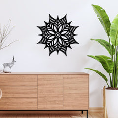 WallDaddy – Self Adhesive MDF Laser Cutout Home Decor Wall Art Stickers MDF Plaque Painted Cutout Ready To Hang Wall Stickers | MDF Cutouts Stickers For Home & Restaurant Decorations (Flower)