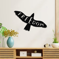 WallDaddy – Self Adhesive MDF Laser Cutout Home Decor Wall Art Stickers MDF Plaque Painted Cutout Ready To Hang Wall Stickers | MDF Cutouts Stickers For Home & Restaurant Decorations (Freedom)