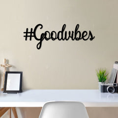 WallDaddy – Self Adhesive MDF Laser Cutout Home Decor Wall Art Stickers MDF Plaque Painted Cutout Ready To Hang Wall Stickers | MDF Cutouts Stickers For Home & Restaurant Decorations (Good Vibes)