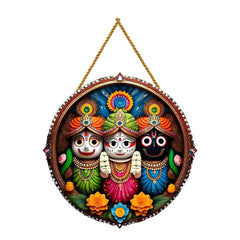 Jagannath Wall Hanging for Home Decoration | Wooden Look Round Hanging | Religious Wall Decor for Pooja Room & Living Room