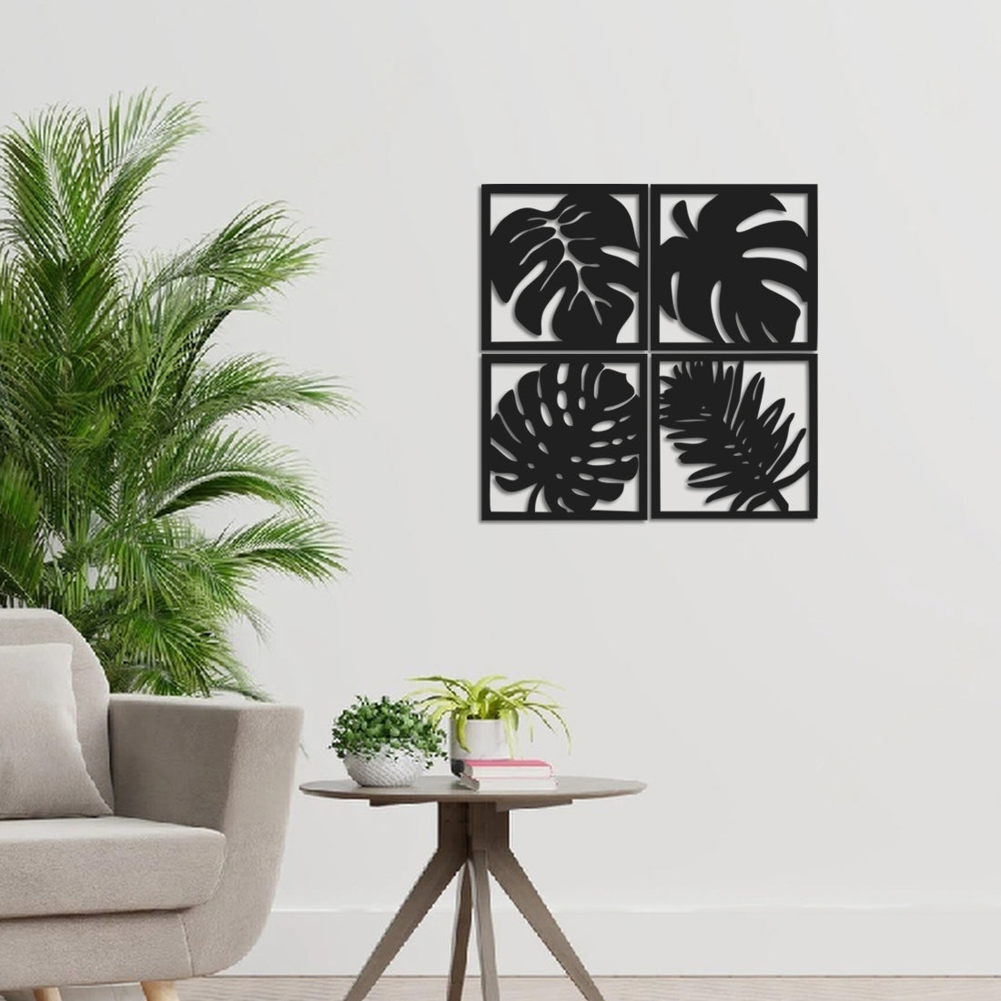 WallDaddy – Self Adhesive MDF Laser Cutout Home Decor Wall Art Stickers MDF Plaque Painted Cutout Ready To Hang Wall Stickers | MDF Cutouts Stickers For Home & Restaurant Decorations (Leaf)