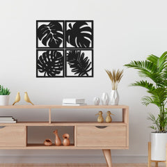 WallDaddy – Self Adhesive MDF Laser Cutout Home Decor Wall Art Stickers MDF Plaque Painted Cutout Ready To Hang Wall Stickers | MDF Cutouts Stickers For Home & Restaurant Decorations (Leaf)