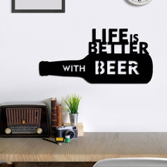 WallDaddy – Self Adhesive MDF Laser Cutout Home Decor Wall Art Stickers MDF Plaque Painted Cutout Ready To Hang Wall Stickers | MDF Cutouts Stickers For Home & Restaurant Decorations (Life is Better with Beer)
