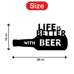 WallDaddy – Self Adhesive MDF Laser Cutout Home Decor Wall Art Stickers MDF Plaque Painted Cutout Ready To Hang Wall Stickers | MDF Cutouts Stickers For Home & Restaurant Decorations (Life is Better with Beer)
