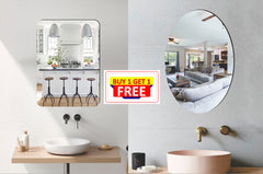Buy 1 Get 1 Free Oval & Rectangle Shape Wall Mirror Stickers For Home | Mirror Wall Stickers | Size 30x20Cm | Mirror Finish Acrylic Oval Mirror Wall Stickers (Pack Of - 2)