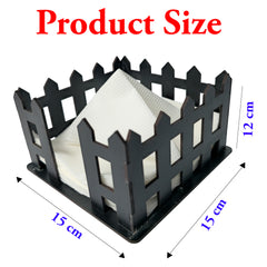 Black Wooden Tissue Paper Stand – Classic Barrier Design for Home, Office & Restaurants (15x15x12 cm)