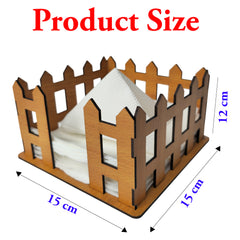 Beige Wooden Tissue Paper Stand – Classic Barrier Design for Home, Office & Restaurants (15x15x12 cm)