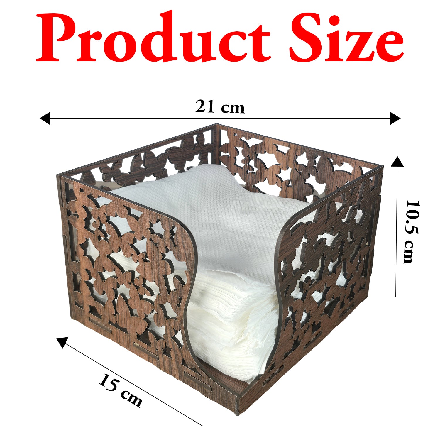 Brown Wooden Napkin Holder for Dining Table – Butterfly Cut Design Tissue Holder for Home, Kitchen & Office Use