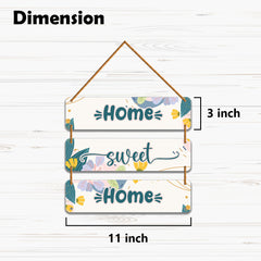 WallDaddy Home Sweet Home Wall Hanging Decoration Item For Home Decor | 3 Printed Wooden Plaque With High Quality Glitter Rope | Home Sign Wall Hanging Decoration