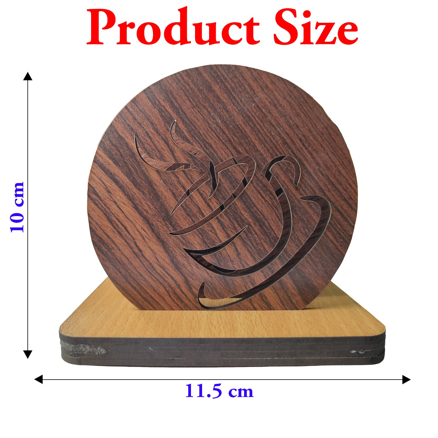 Wooden Tea Cup Design Coaster Set for Dining Table – 6 Round Coasters with Holder | MDF Coasters for Home, Office & Kitchen Table Decor