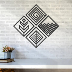 WallDaddy – Self Adhesive MDF Laser Cutout Home Decor Wall Art Stickers MDF Plaque Painted Cutout Ready To Hang Wall Stickers | MDF Cutouts Stickers For Home & Restaurant Decorations (Square design)