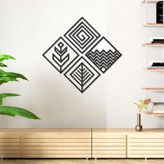 WallDaddy – Self Adhesive MDF Laser Cutout Home Decor Wall Art Stickers MDF Plaque Painted Cutout Ready To Hang Wall Stickers | MDF Cutouts Stickers For Home & Restaurant Decorations (Square design)