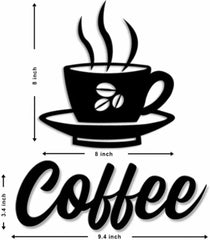 WallDaddy – Self Adhesive MDF Laser Cutout Home Decor Wall Art Stickers MDF Plaque Painted Cutout Ready To Hang Wall Stickers | MDF Cutouts Stickers For Home & Restaurant Decorations (Coffee Cup)