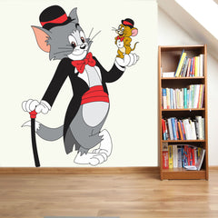 WallDaddy Self Adhesive Tom & Jerry Wall Stickers for Home Large Size (55x75) Cartoon Wall Stickers for Kids | 3D Vinyl Stickers for Bedroom (Pack of - 1)